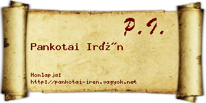 Pankotai Irén névjegykártya